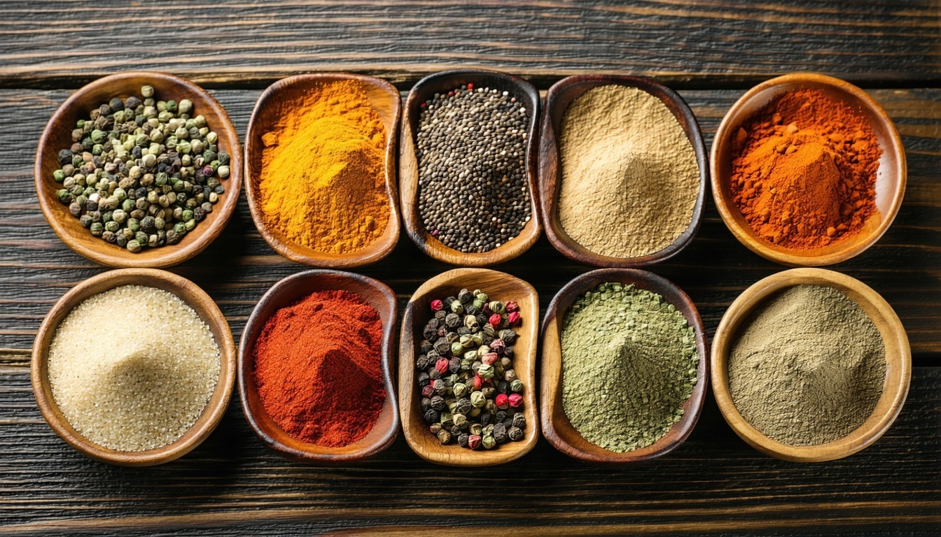 Assorted Indian spices in bowls