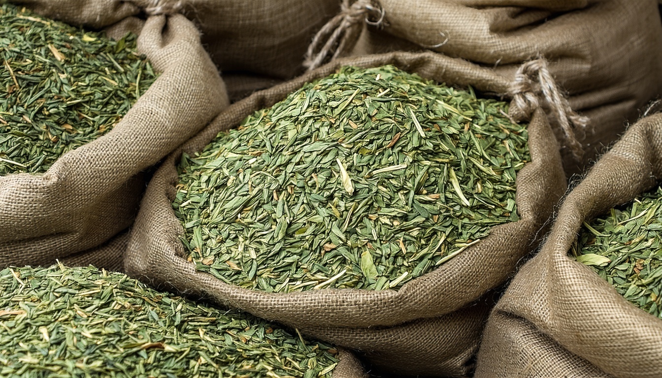 Freshly packed Indian tea leaves